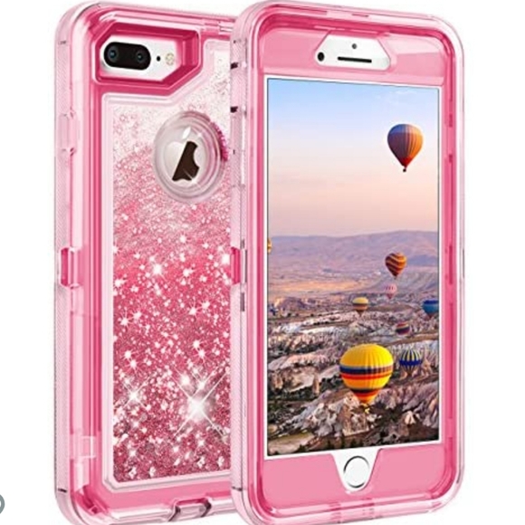 Other - iPhone 7P 8P Pink Glitter Phone Case NWT